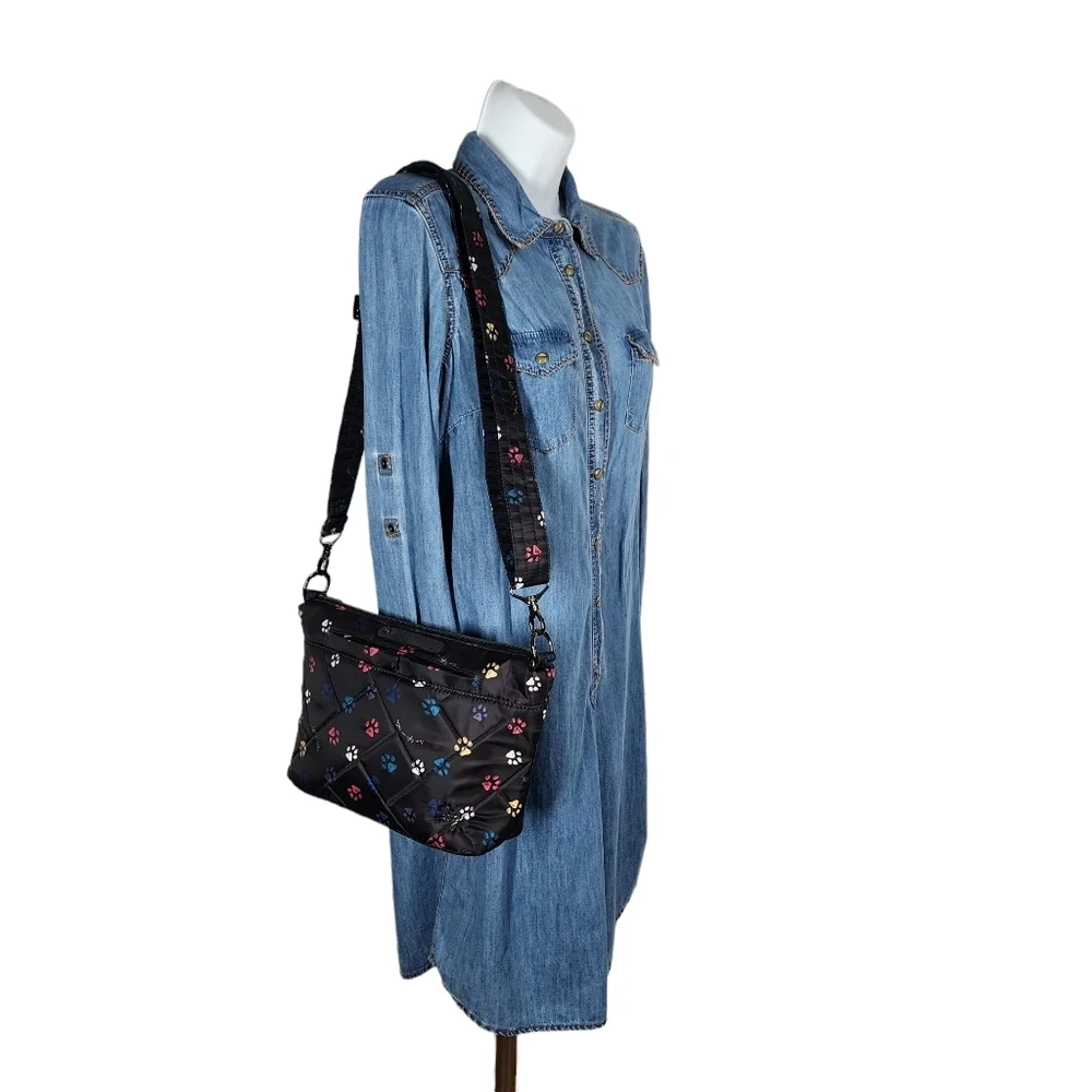 LUG FLARE QUILTED CROSSBODY WITH MATCHING TENDU ZIP AROUND WALLET PAW/BLACK